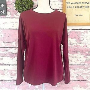 PRETTY GARDEN Burgundy Long Sleeve Statement Sleeves Top Small NWT NEW